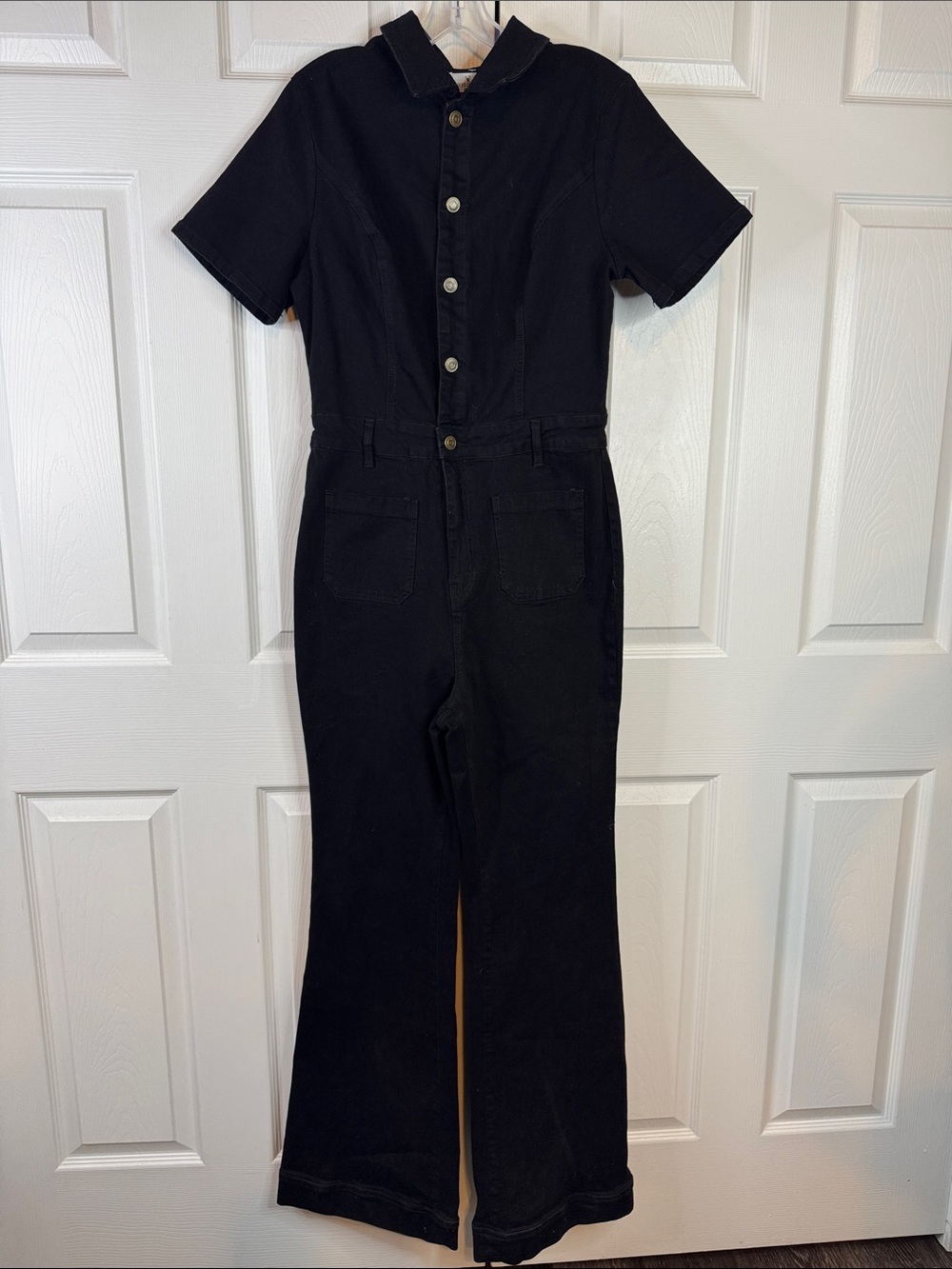 Windsor Classic Black Short-Sleeve Denim Jumpsuit size M NWT🔥